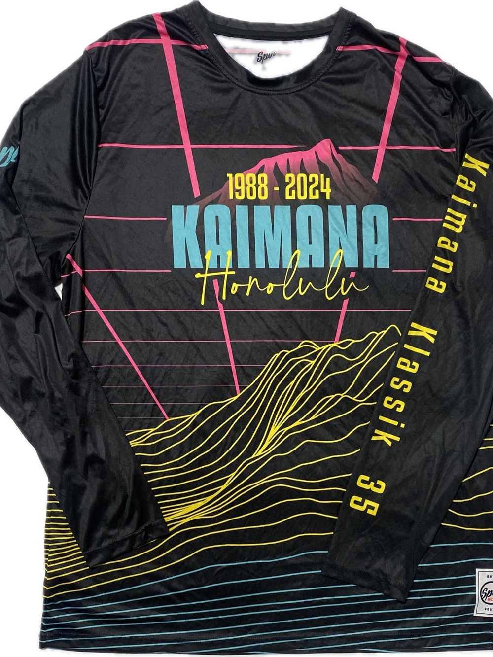 Kaimana Honolulu Long Sleeve Shirt - Black with Blue & Yellow Graphics